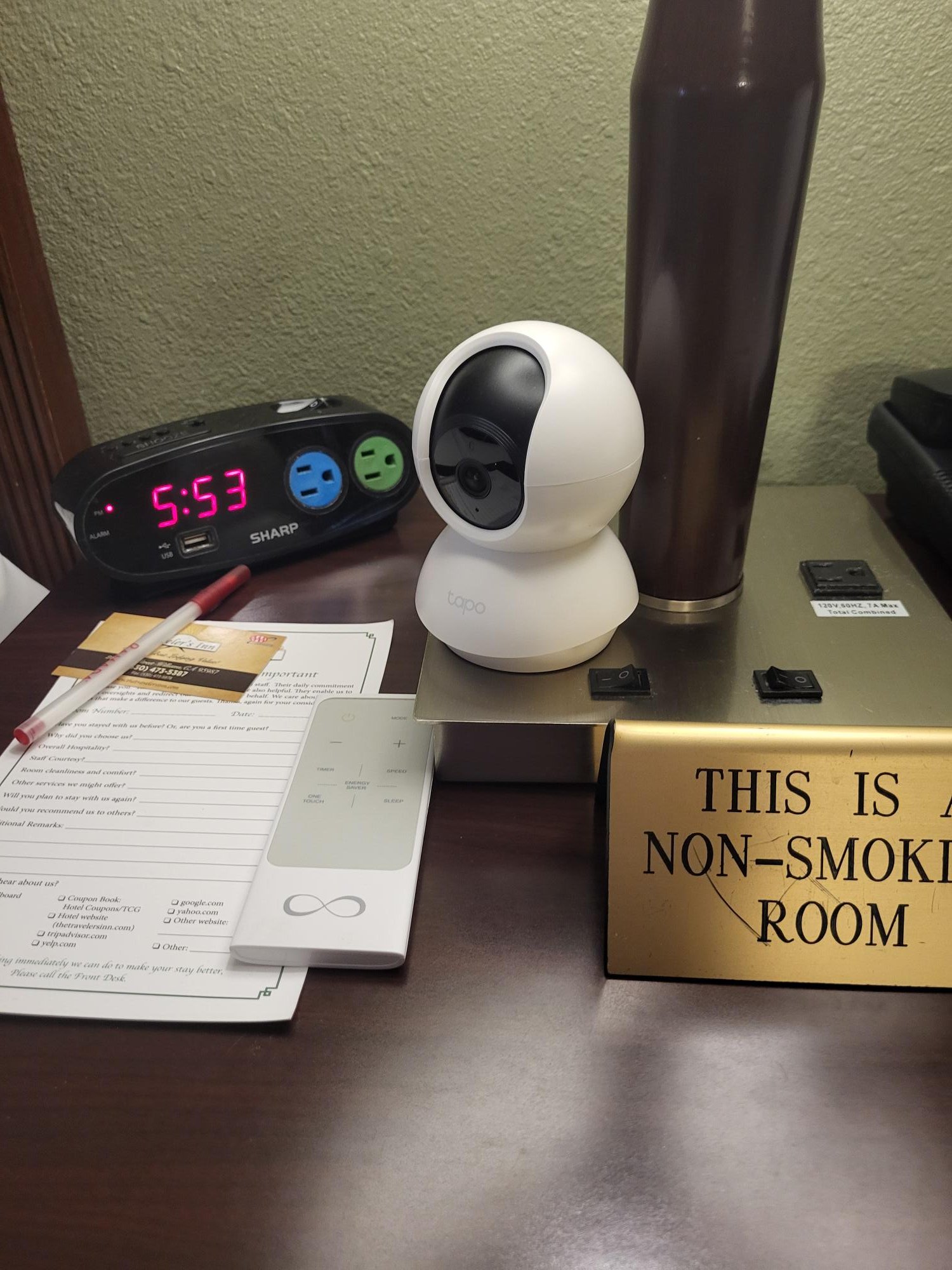 Tapo C210 security camera on dresser